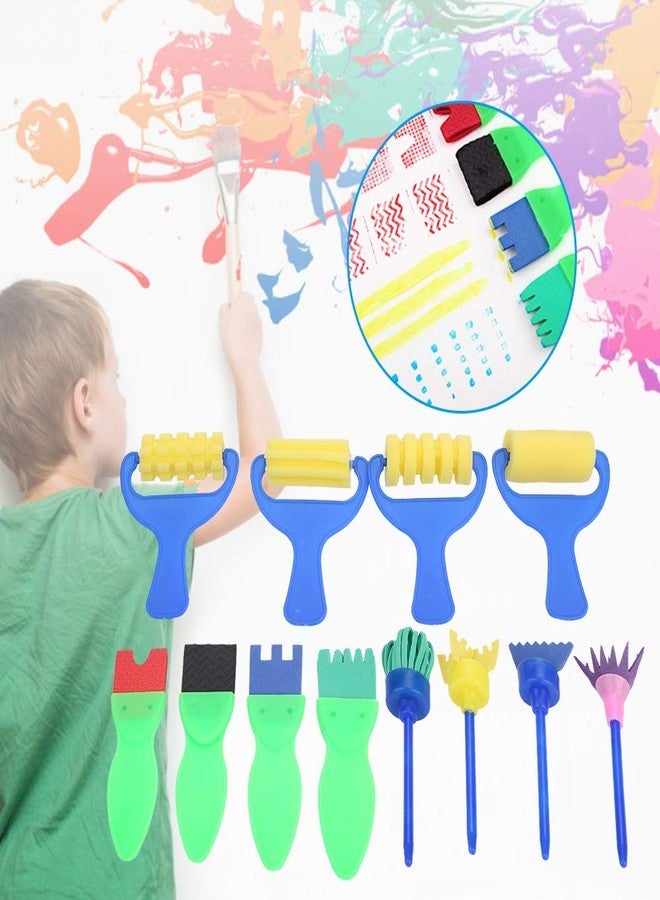 Agatige 12pcs Kids Painting Brushes, Sponge Paint Roller Brush Portable Toy Drawing Set Painting Tools for Toddlers Kids Early Learning Play Foam Roller Sponge Arts Crafts Gift - Image 5